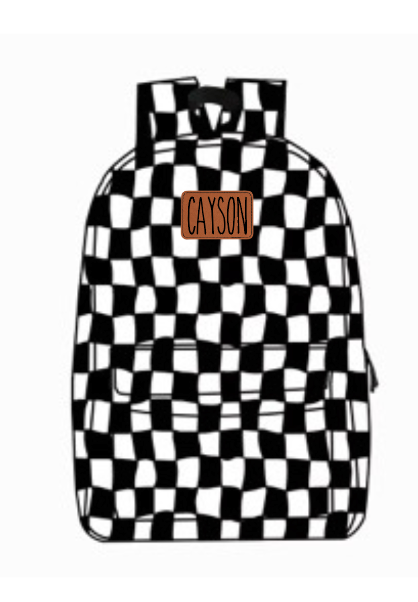 Personalized Wavy Check Backpack