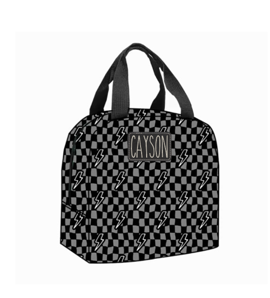 Personalized Checkered Bolt Lunchbox