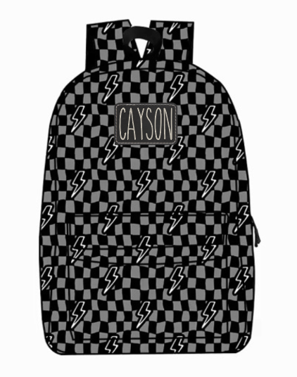 Personalized Checkered Bolt Backpack