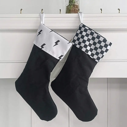 Checkered/Lightning Bolt Christmas Stocking